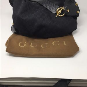 Gucci Jockey GG Large Hobo Black Handbag